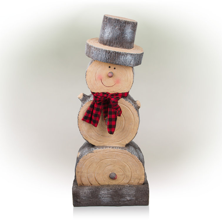 The Holiday Aisle® Wooden Snowman Statue & Reviews Wayfair